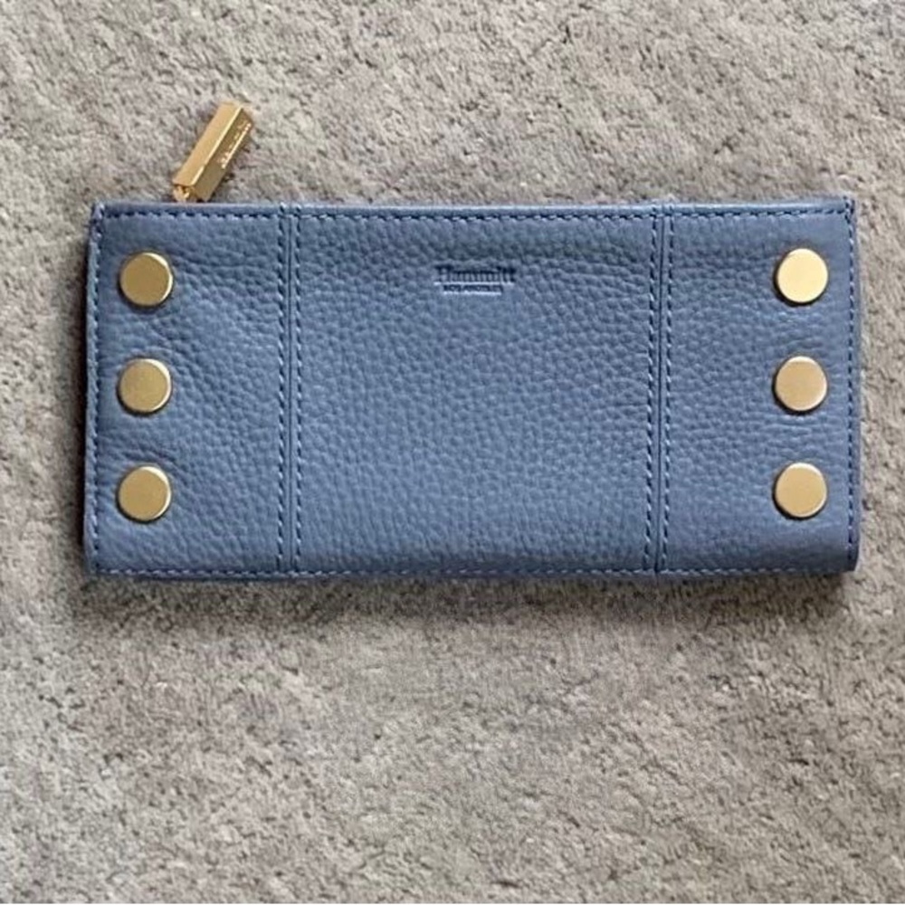 Hammitt Daybreak Blue 110N Wallet with Brushed Gold Hardware, EUC!!!